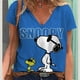 thumbnail image 2 of Camisetas estéticas con cuello en V para mujer, camisetas con estampado gráfico de Snoopy de MINISO, camisetas de manga corta Harajuku Y2k, ropa femenina, top lindo, 2 of 5