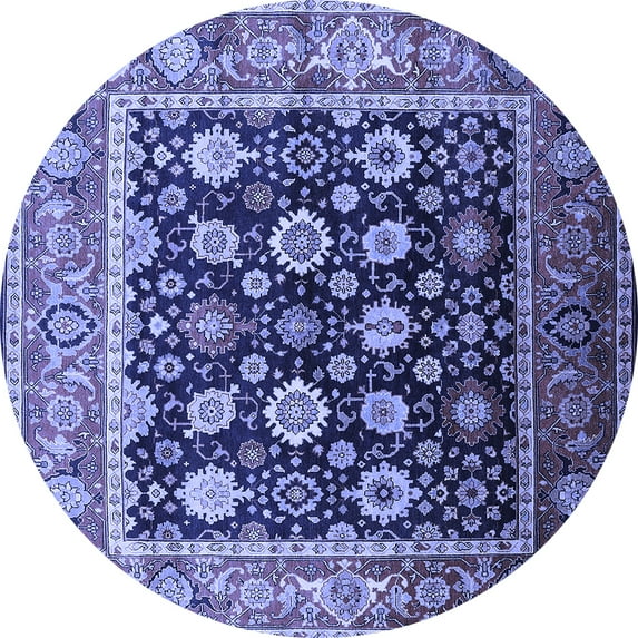 Ahgly Company Indoor Round Oriental Blue Traditional Area Rugs, 4' Round