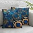 thumbnail image 3 of Qinduosi Square Throw Pillow Covers Golden Blue Mandala Bohemian Pillow Cases Decorative for Home Bedroom Sofa Pillowcases Standard Size  White, 3 of 5