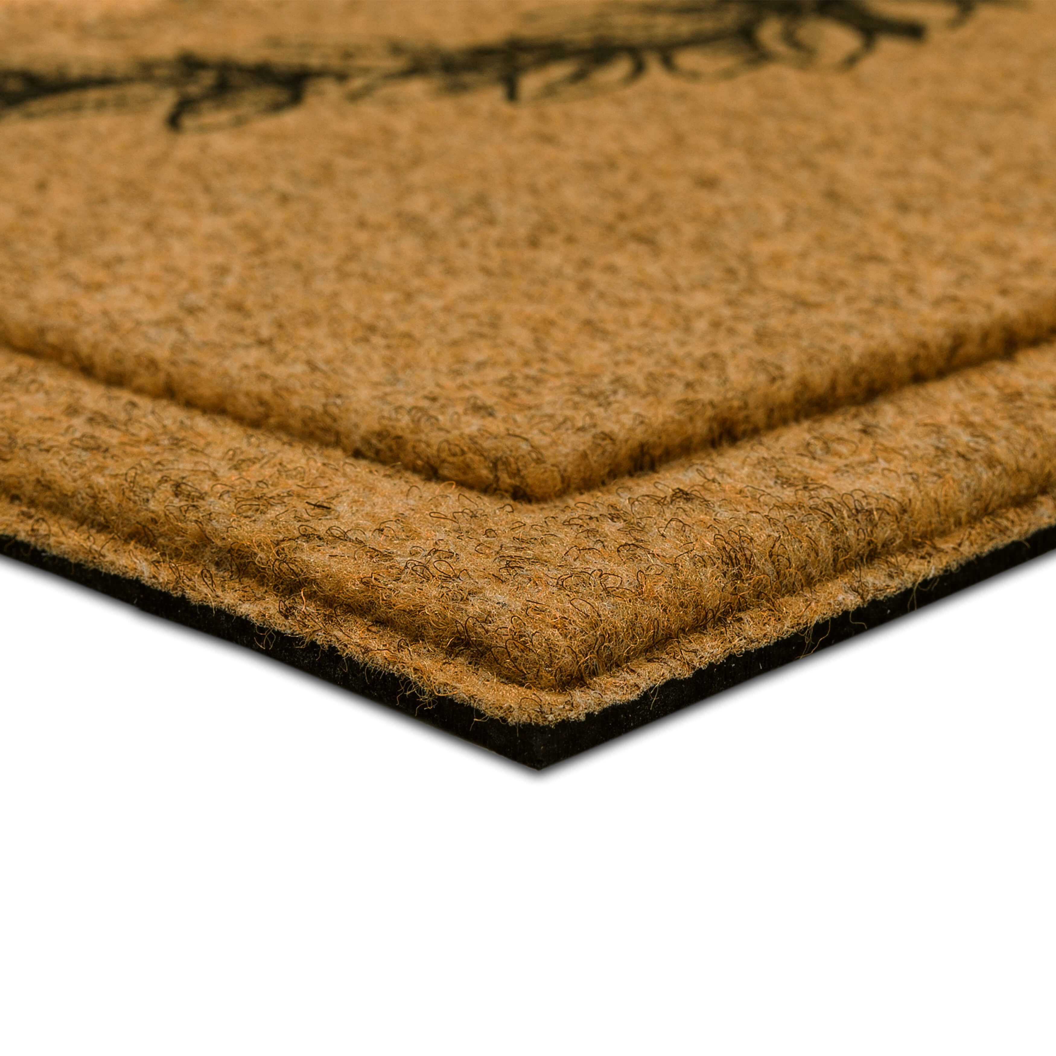 Mohawk Home Laurel Monogram B Low Pile Printed Faux Coir All Weather Eco Friendly Indoor/Outdoor Doormat, Natural, 1' 6" X 2' 6"