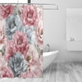 thumbnail image 2 of Pink and Gray Flower Shower Curtain Liner 66x72 Inch Waterproof Shower Curtains Decorative Bathroom with 12 Pack Hooks, 2 of 5