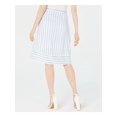 thumbnail image 2 of LUCY PARIS Womens Light Blue Belted Striped Knee Length Wrap Skirt M, 2 of 2