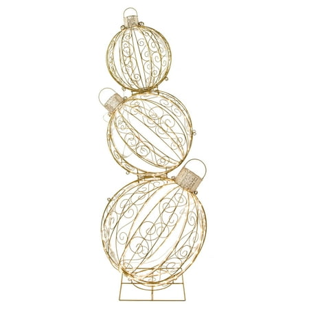 Northlight Scroll Design Stacked Christmas Ornaments Yard Decoration Ornaments  Gold  51  x 19