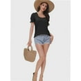 thumbnail image 7 of Women's Square Neck Tops Ruffle Trim Sleeve T-Shirts for Summer Casual Short Tees, 7 of 7