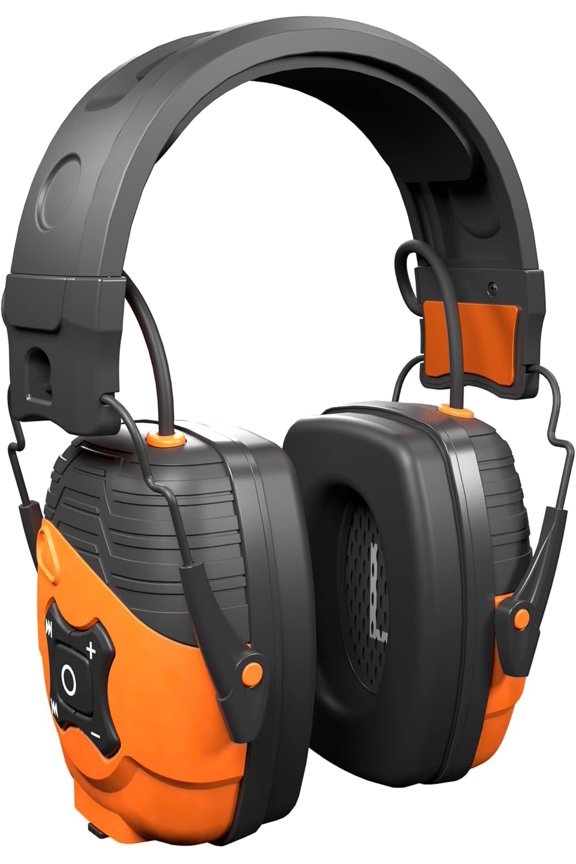 LINK 2.0 Bluetooth Headphones, Hearing Protection Earmuffs for Work, 25 dB NRR, Black and Orange