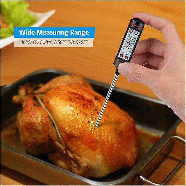 Termómetro de cocina Termómetro de cocina Termómetro para carne Sonda de lectura instantánea ultralarga con botón °C/°F: parrilla, barbacoa, filete, dulces, leche, baño de agua