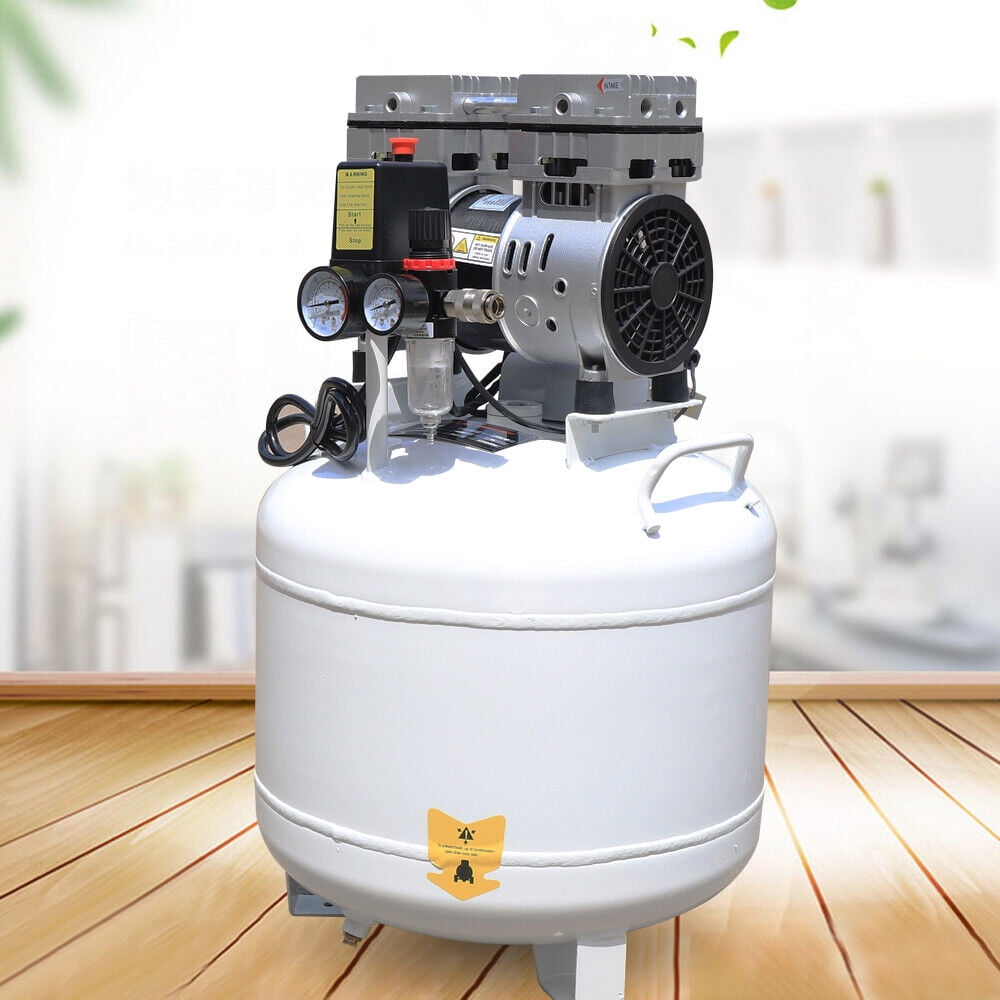 40L Portable Me-dical Air Compressor 110V 750W Electric Den-tal Air Compressor 58dB Silent Oil-Free Air Pump 10 Gallon 8 PSI Air Storage Pump for Me-dical Equipment, Den-tistry
