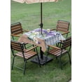 thumbnail image 4 of Outdoor Tablecloth with Umbrella Hole for Patio/Picnic/Party/Camping, Purple Lavender Waterproof Table Cloth Square Cover Washable, Spring Daisy Butterfly Plants Watercolor Blue (54"x 54"), 4 of 8