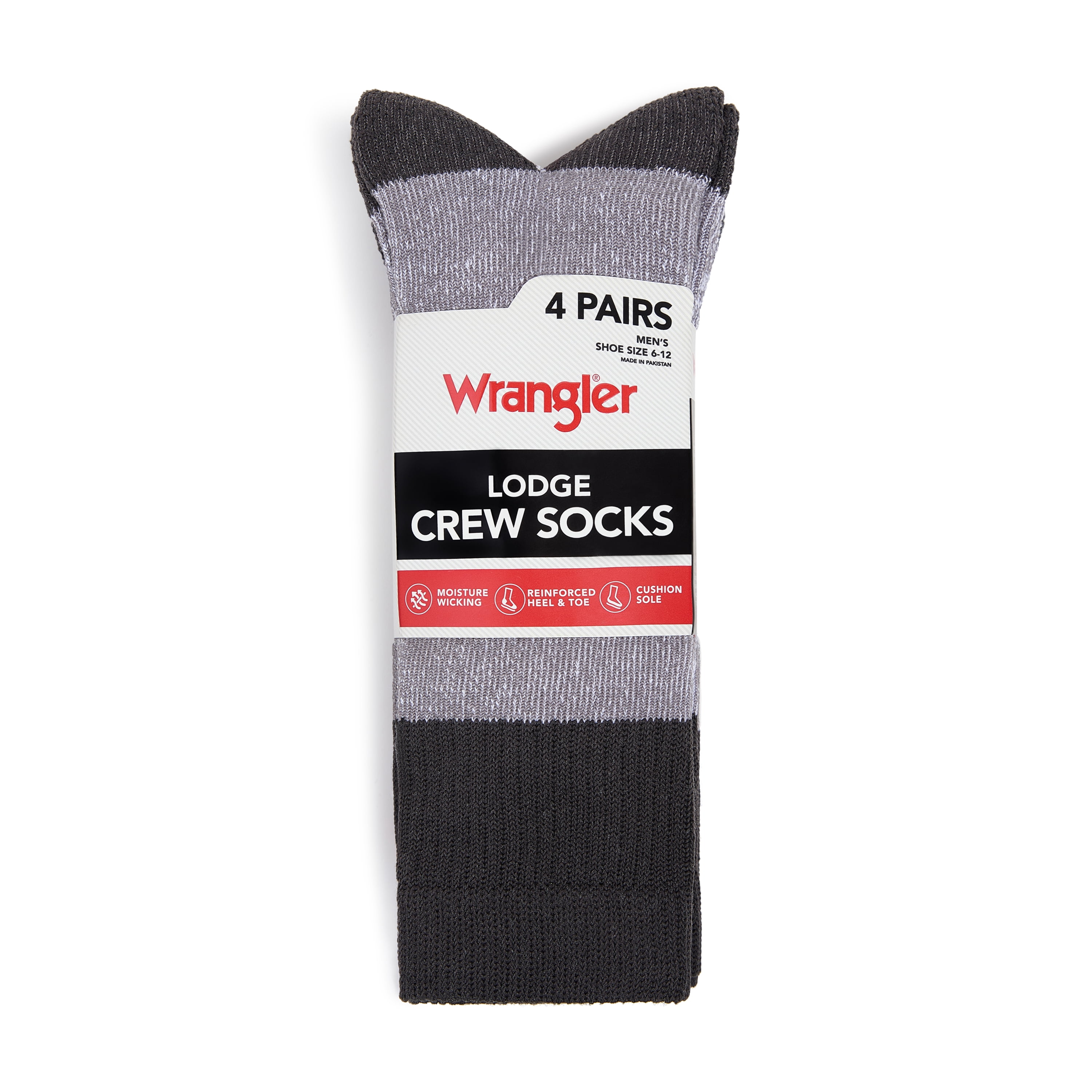 Wrangler Men’s Warmest Lodge Socks, Heavyweight Boot Socks, 4 Pack