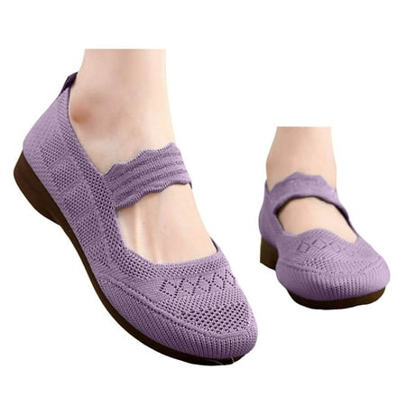 Women s Ballet Shoes Wide Toe Flat Shoes Round Toe Slip On Knit Casual Dress Shoes Comfort Ballerina Walking Shoes