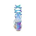 thumbnail image 2 of BLISSFUL STEP Women's Sandals Tie Dye Strappy Block Heels Lace up Sandals Cyan 6, 2 of 7