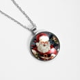 thumbnail image 4 of OWNMEMORY Santa Claus Pattern Stunning Circular Glass Pendant Necklace – Exquisite Jewelry for Elegant Necklaces Collection, 4 of 6