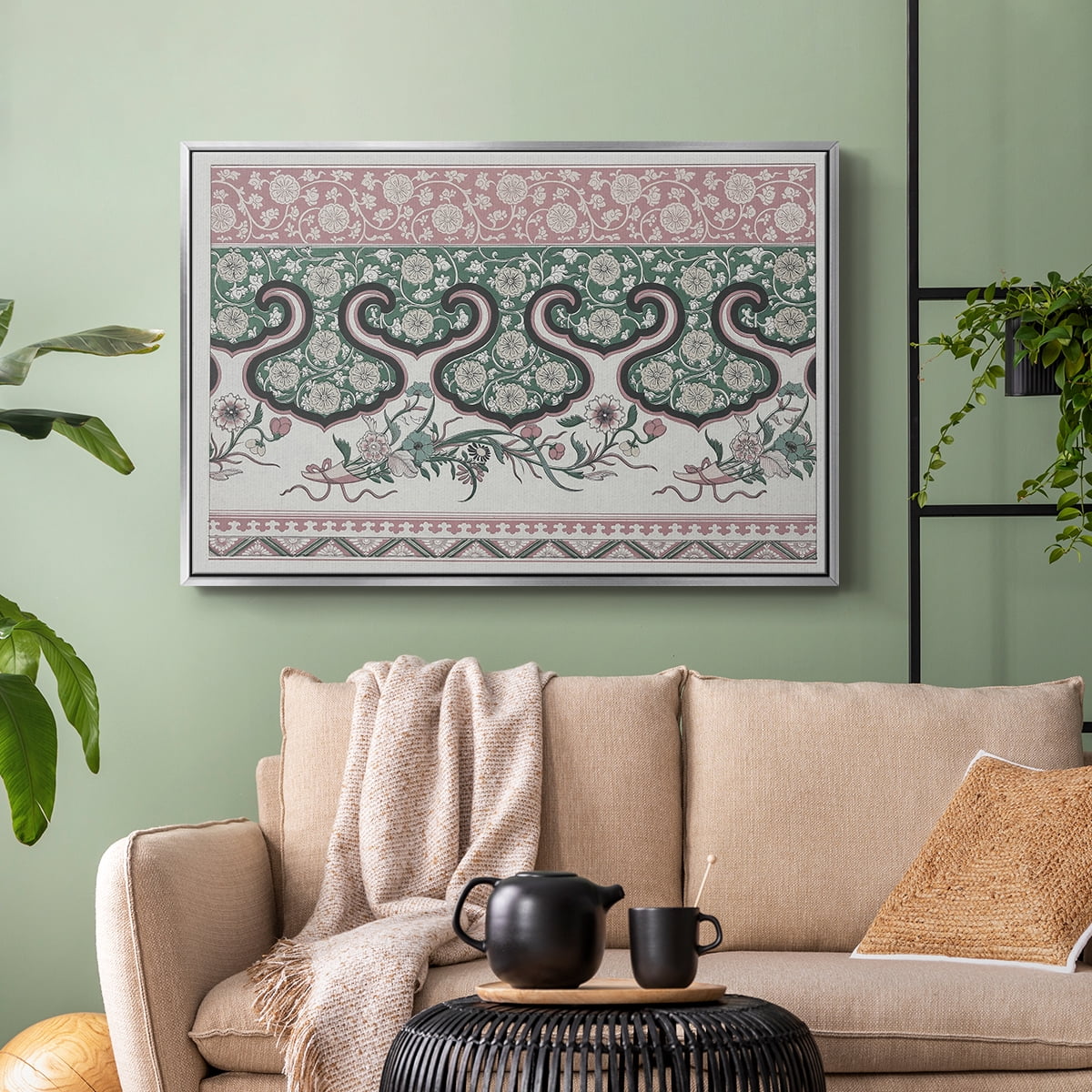 Vintage Abstract Print-XXIX Framed in Silver Wood Gallery Wrapped Canvas 17 in. x 25 in.