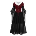 thumbnail image 1 of PMUYBHF Robe Asymétrique à Manches Longues Col en V Patchwork de Noël pour Femmes 12018 L, 1 of 3
