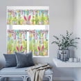 thumbnail image 6 of Kitchen Window Curtains Valance and Tier Set, Easter Egg Pink Bunny Ears Rod Pocket Tier Curtain Valance Set, Watercolor Floral Gradient Light Filtering Cafe Curtains for Bedroom Living Room, 6 of 9