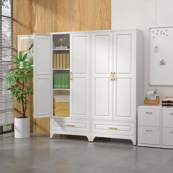 Polup 75"H Kitchen Pantry Cabinet, Metal Pantry Cabinet with Drawer, Storage Cabinets with Shelves, Food Cupboards