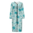 thumbnail image 4 of FKELYI Green Coral Turtle Starfish Print Fall Zipper Front Robes Nightgowns Women's Sleepwear Dress with 2 Pockets Comfy Housecoat Nightwear Dress Long Sleeve Loungewear, XL, 4 of 6