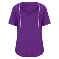 thumbnail image 5 of Kovlvoll Womens Tops V-Neck Short Sleeve Solid Color Loose Casual T-Shirt Summer Oversized Hooded Top, 5 of 5