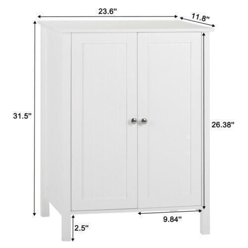 LINJH Wooden Bathroom Floor Cabinet - Free Standing Storage Cupboard with 3 Shelves for Toiletries, Towels & Bathroom Essentials - Rustic Design