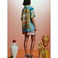 thumbnail image 4 of Women's Casual Two-Piece Set Cotton Linen Printed Shirt and Shorts Set, 4 of 10