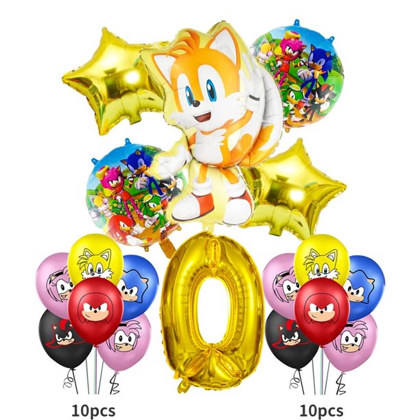 Globo de papel de aluminio para decoración de fiesta de cumpleaños, suministros de actividades para niños, juguetes de baño para bebés, Sonic azul, dibujos animados(26pcs18
