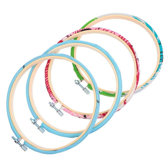 OUNONA  4 Pcs Stitch Cloth Embroidery Stretch Needlework Hoop Round