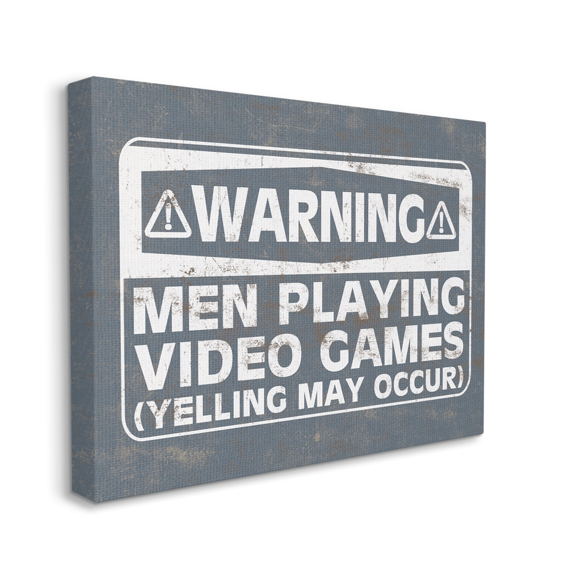 Stupell Industries Funny Men Playing Videogames Yelling Occurs Warning Sign,40 x 30, Design by Masey St. Studios
