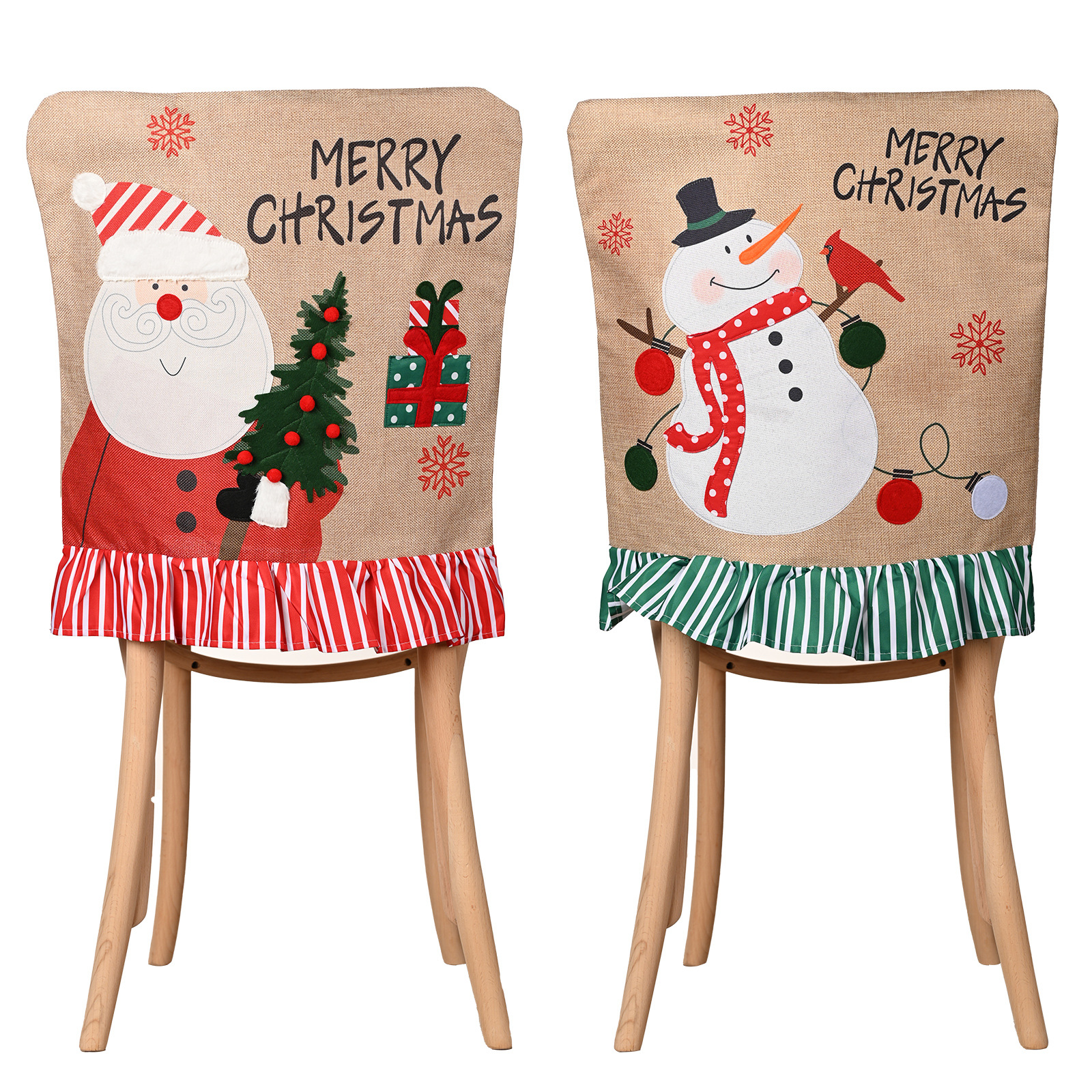 2pcs Christmas Glow Chair Back Covers, For Xmas Restaurant Dinner Table