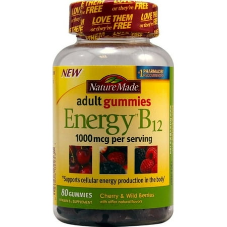 3 Pack - Nature Made Energy B-12 Adult Gummies, Cherry & Wild Berries 80 ea
