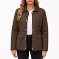 thumbnail image 7 of HCBY Women's Quilted Jacket Snap Button Front Lapel Collar Long Sleeve Lightweight Padded Coat with Pockets, Diamond Quilted Casual Outerwear for Fall Winter Work Everyday, 7 of 7