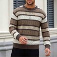 thumbnail image 2 of Turilly Men's Sweater Striped Geometric Knit Crewneck Pullover Sweater with Small Chest Label Casual Everyday Top, 2 of 8