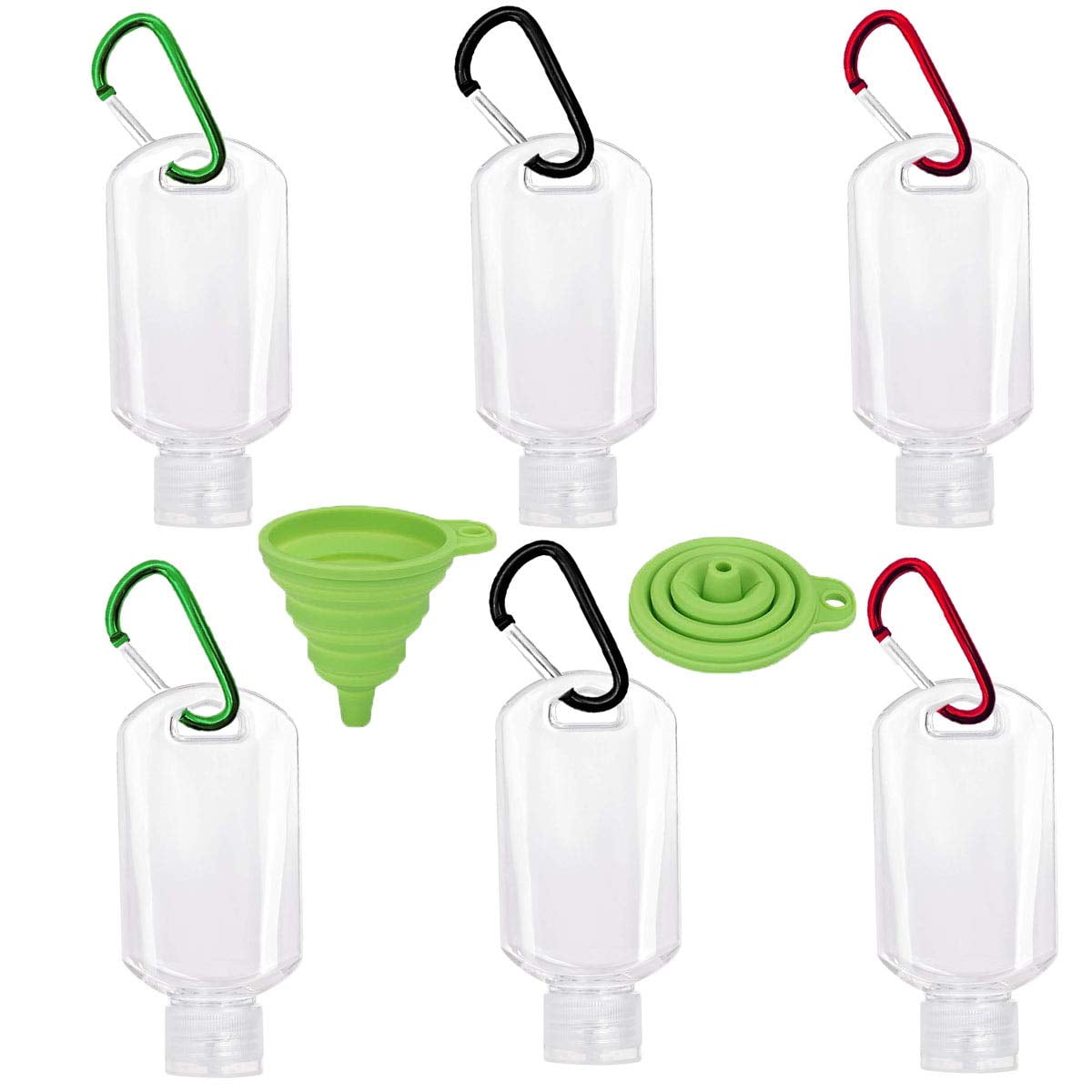 Portable Travel Hand Sanitizer Bottle With Keychain, 6Pcs 2oz/50ml