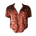 thumbnail image 4 of Bovemsi Women Cotton Shirt Printed Fashion Down Shirts Casual Tops Short Sleeve Blouse, Red Women's Summer Shirts, 5XL, 4 of 4