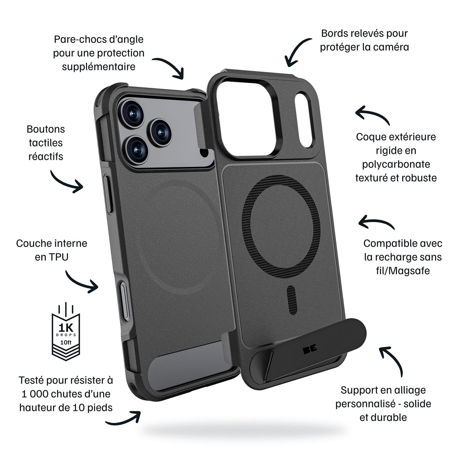 Blu Element Armour Ultra MagSafe w/Kickstand Case Black for iPhone 17 Pro