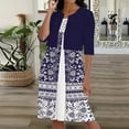 thumbnail image 3 of Ecqkame Summer Dress Sets Women 2 Piece OutfitsSummer Printed Round Neck Elegant A Line Sling Dress And Half Sleeve Cardigan Tops Set Suit Blue XXL, 3 of 4