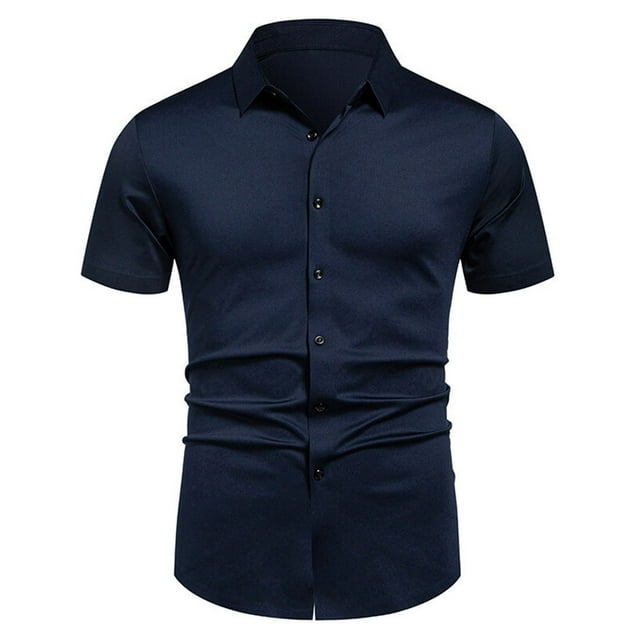 Kaemgyyd Mens Dress Shirts Summer Short Sleeve Button down Formal Shirts Soft Solid Collar Work Business Casual Tops