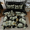 thumbnail image 4 of Sun and Moon Comforter Queen Size 8 Pcs Bed in A Bag Satin Bedding Set Black Boho Bed Home Decor Luxury Hotel Silky Down Duvet, 4 of 8