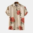 thumbnail image 2 of Penkiiy Mens Hawaiian Shirts Short Sleeve Casual Button Down Tropical Beach Shirt L Khaki, 2 of 9