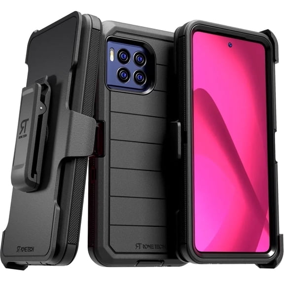 Rome Tech for T-Mobile REVVL 7 Pro 5G (2024) Case with Belt Clip Holster & Kickstand, Dual-Layer Shockproof Case - Black