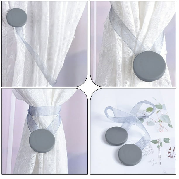 Sujetador Magnético para Cortinas - Imán Potente, Sin Necesidad de Taladrar, Longitud Ajustable para Dormitorio, Baño U Oficina - Negro, Blanco, Gris