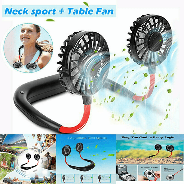 Neck Hanging Fan Hand Free Portable Neck Sports Fans, USB