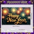 thumbnail image 2 of Fireworks Design Happy New Year Banner Gold Lettering New Year Display Dark Background Star Decorations Festive Backdrop for New Year Party Holiday Celebration Indoor Decoration, 2 of 9