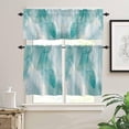 thumbnail image 2 of Teal Green Marble Kitchen Curtains Valance and Tier Curtains Set, Gold Yellow Lines Ombre Color Marble Farmhouse Curtain & Drape 3PCS Rod Pocket Window Short/Half/Small Tier Curtain 27.5x24x2, 2 of 6