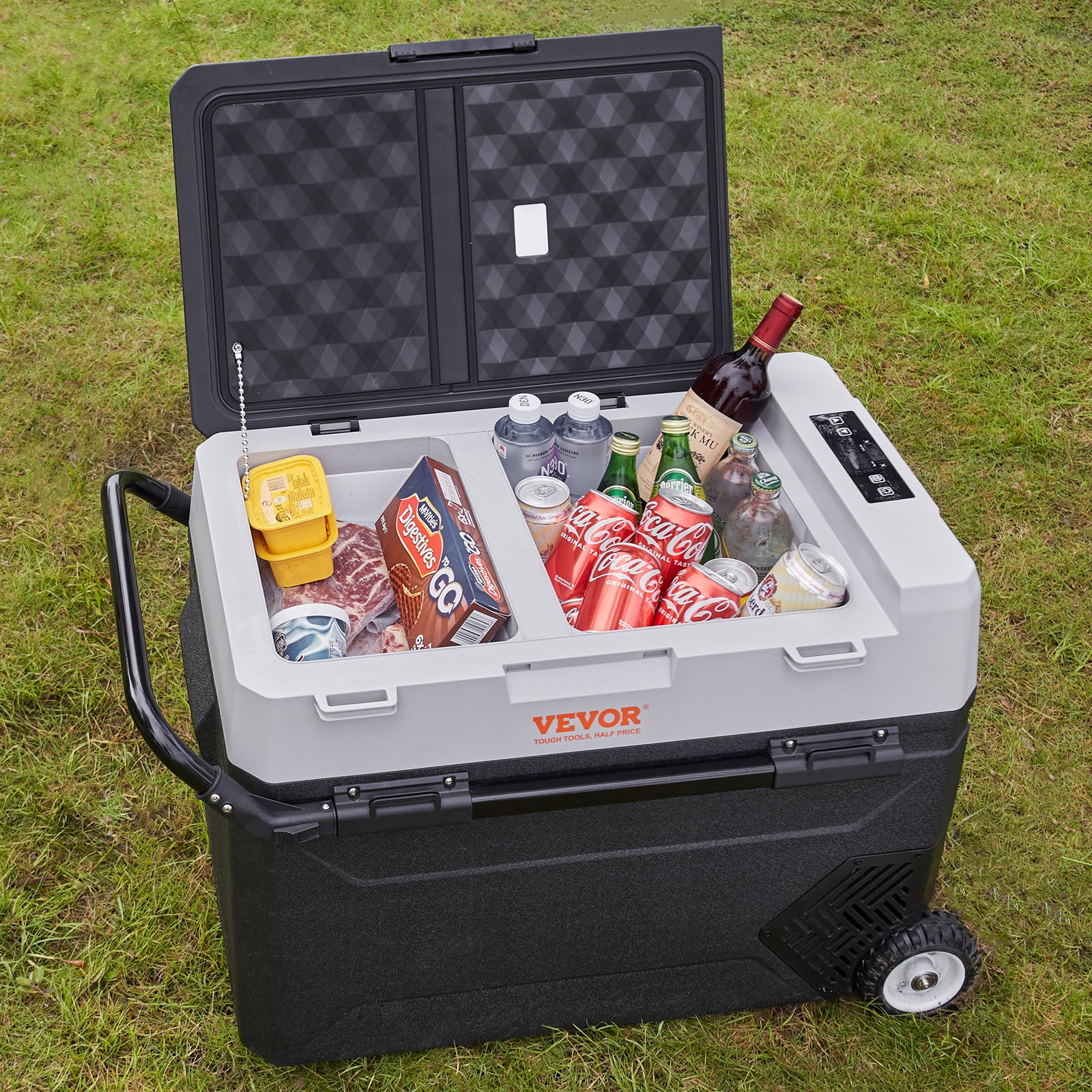 BENTISM Car Refrigerator 40Qt, 12v Portable Freezer with Dual Zone, 12/24V DC & 110-240V AC Electric Cooler with -4-50 Cooling Range, for Car Truck Vehicle RV Boat Outdoor & Home use