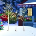 thumbnail image 1 of Lighted Birch Tree Set of 3, BTMWAY 4ft 5ft 6ft Indoor Decorative Birch Tree with Warm White Lights, Pre-lit Lighted White Christmas Tree Lights for Party/Wedding/Decor, Total 650pcs Lights, 1 of 10