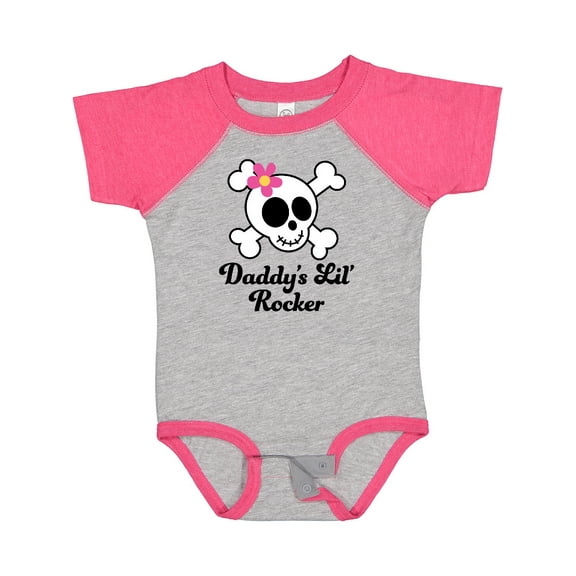 Inktastic Daddy's Little Rocker Skull Girls Baby Bodysuit