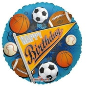 18" HAPPY BIRTHDAY SPORTS Flag Balloon Party Supplies Decorations Foil Mylar Balloon
