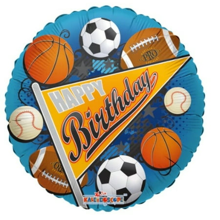 18" HAPPY BIRTHDAY SPORTS Flag Balloon Party Supplies Decorations Foil Mylar Balloon