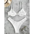thumbnail image 5 of ZAFUL for Women Swimwear Ribbed High Leg Underwire Bikini Swimsuit White L, 5 of 7