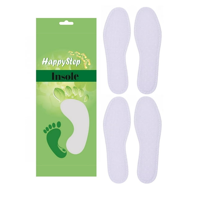 HappyStep® 2-Pair White Cotton Terry Cloth Barefoot Insoles, Maximum Sweat Absorption, Washable and Reusable (Choose Your Own Size)